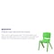 Flash Furniture Green Plastic Stackable School Chair with 12" Seat Height, PK2 2-YU-YCX-001-GREEN-GG - alternate 10